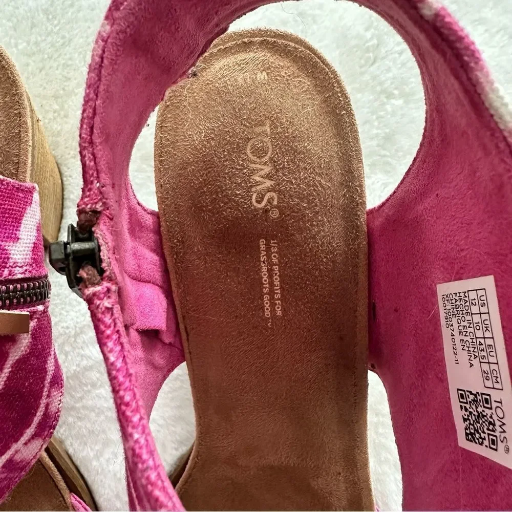 TOMS Majorca Cutout Sandal Fuscia Rose Women’s Size 12